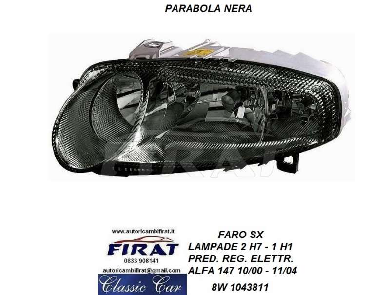 FARO ALFA 147 00 - 04 SX PARAB.NERA